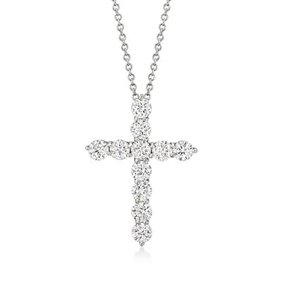 1.00 ct. t.w. Lab-Grown Diamond Cross Pendant Necklace in 14kt White Gold