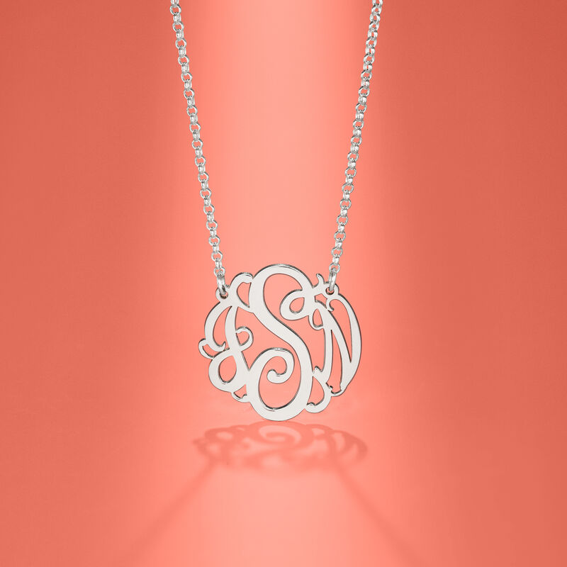 Sterling Silver Personalized Monogram Necklace image number 3