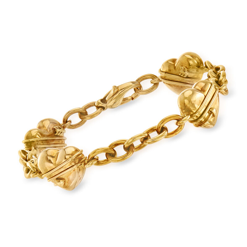C. 1994 Vintage Tiffany Jewelry 18kt Yellow Gold Heart Bracelet. 8&quot; image number 0