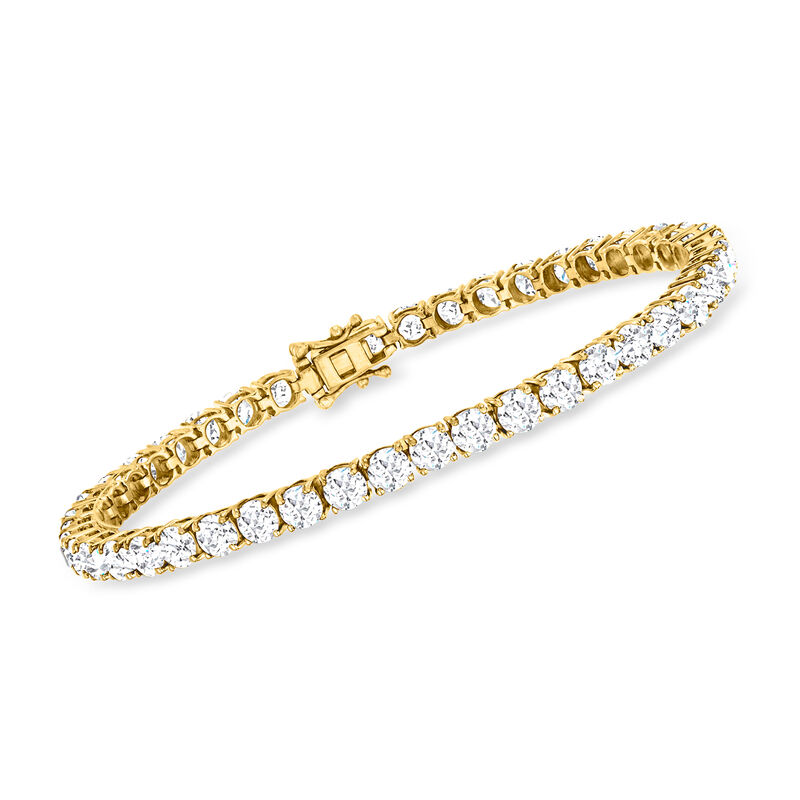 15.00 ct. t.w. White Topaz Tennis Bracelet in 18kt Yellow Gold Over Sterling. 7&quot; image number 0