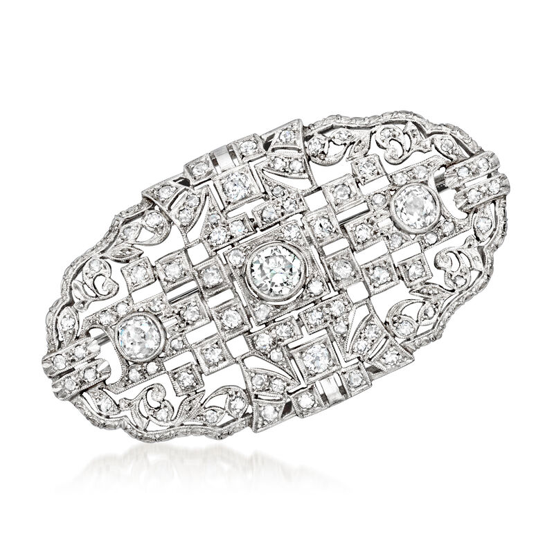 C. 1930 Vintage 3.65 ct. t.w. Diamond Pin in Platinum image number 0