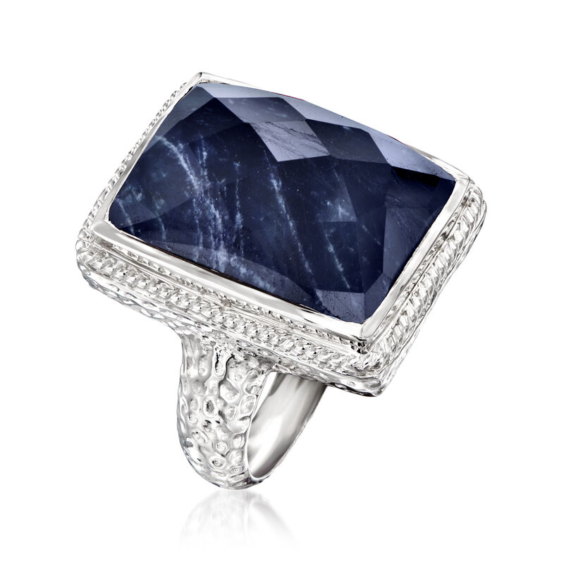 17.00 Carat Sapphire Roped-Edge Ring in Sterling Silver image number 2