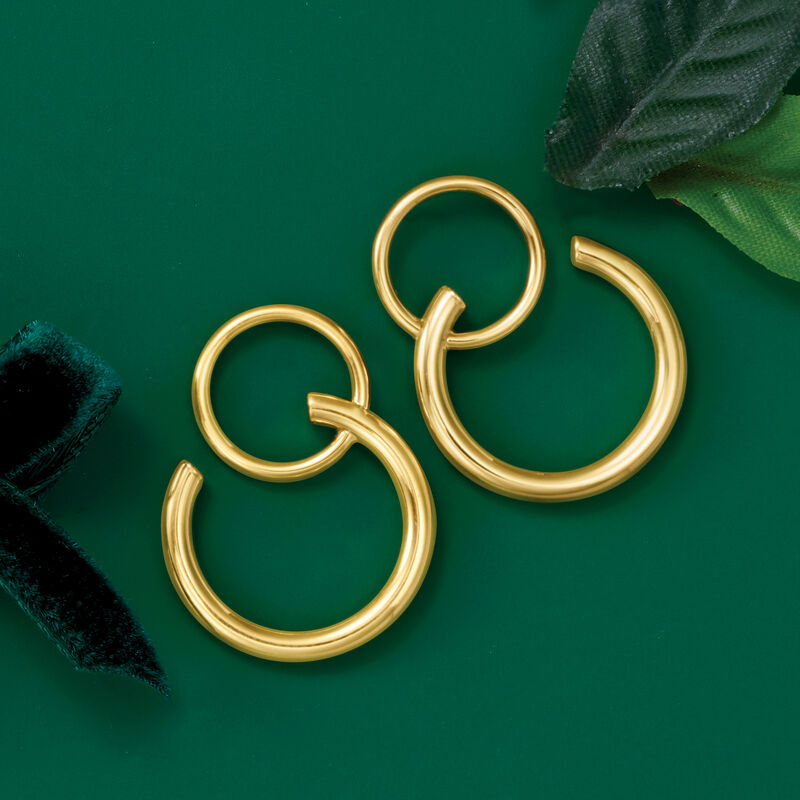 Italian 14kt Yellow Gold Double Open-Circle Drop Earrings image number 2