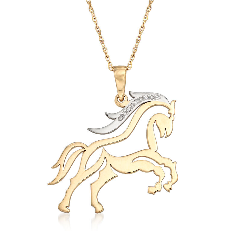 Diamond Horse Pendant Necklace in 14kt Two-Tone Gold image number 0