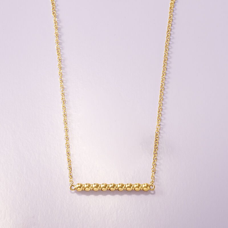 Italian 14kt Yellow Gold Beaded Bar Necklace image number 2
