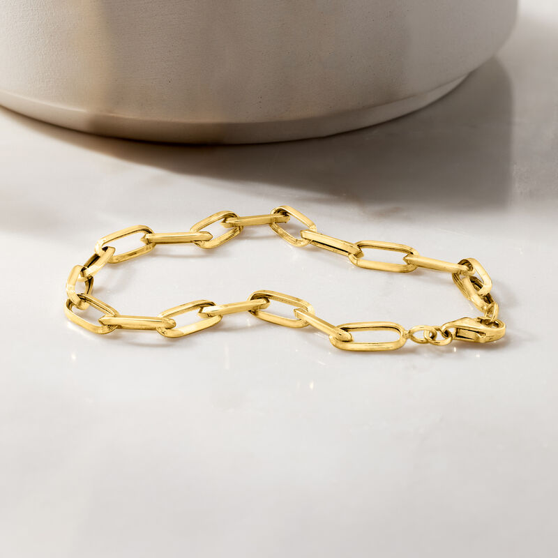 10kt Yellow Gold Paper Clip Link Bracelet image number 3