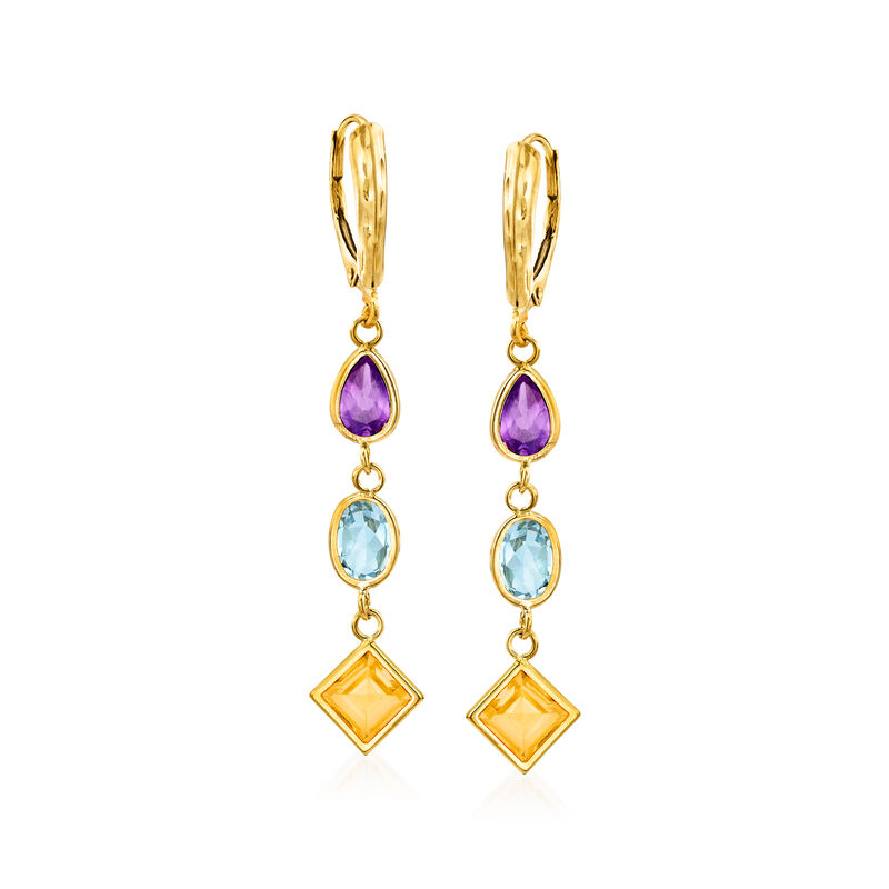 6.30 ct. t.w. Multi-Stone Drop Earrings in 14kt Yellow Gold image number 0