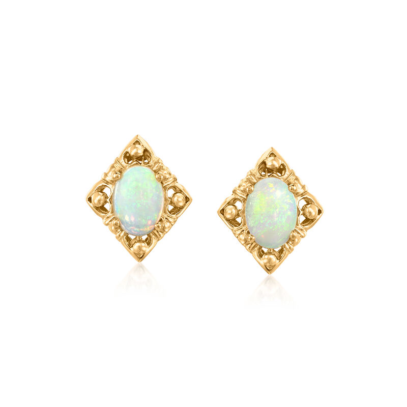 C. 1990 Vintage Opal Earrings in 14kt Yellow Gold image number 0