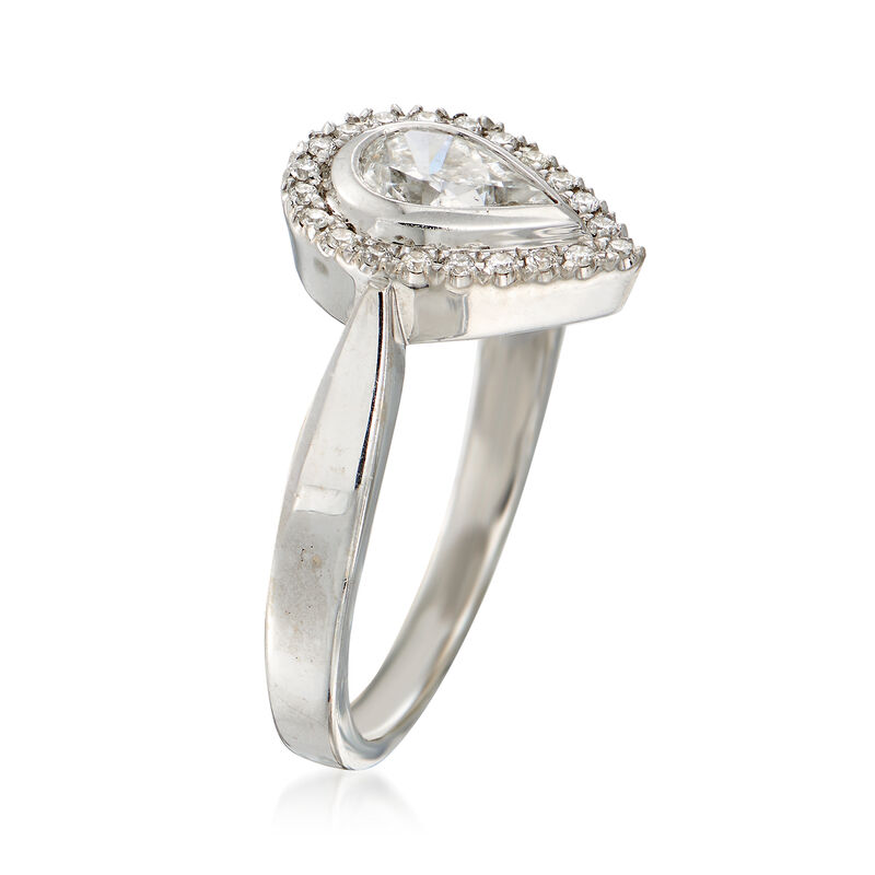 C. 1980 Vintage .57 ct. t.w. Pear-Shaped Diamond Halo Ring in 18kt White Gold. Size 7 image number 2