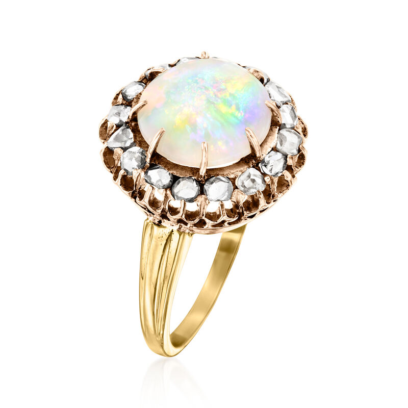 C. 1950 Vintage Opal and .75 ct. t.w. Diamond Ring in 10kt Two-Tone Gold. Size 6 image number 2