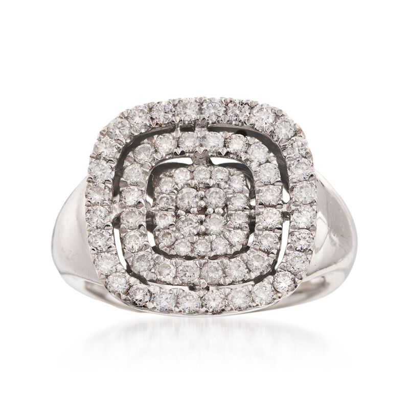 C. 1990 Vintage 1.15 ct. t.w. Pave Diamond Square Ring in 14kt White Gold image number 0