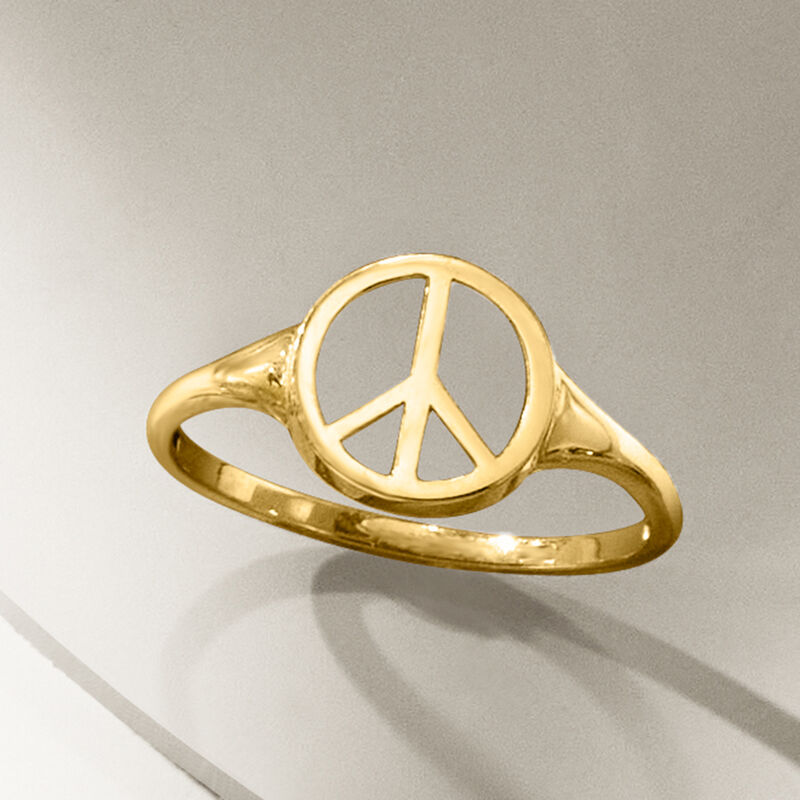 14kt Yellow Gold Peace Sign Ring image number 3