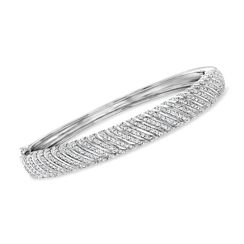 2.00 ct. t.w. Diamond Striped Bangle Bracelet in Sterling Silver image number 0