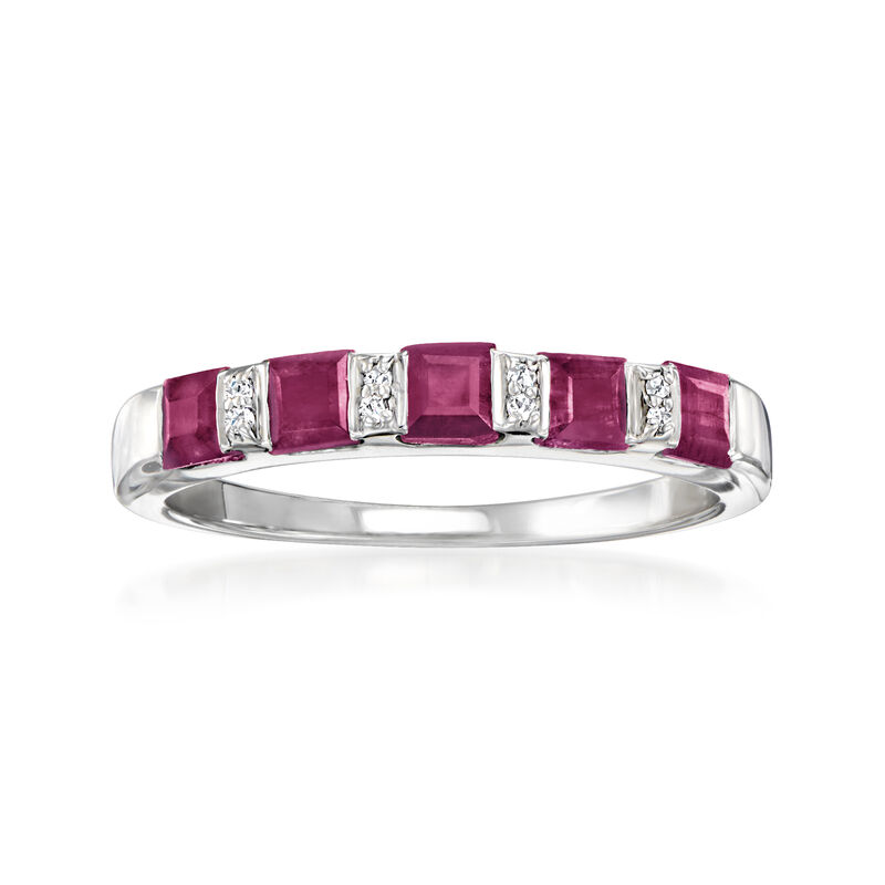 1.50 ct. t.w. Ruby Ring with Diamonds in Sterling Silver image number 0