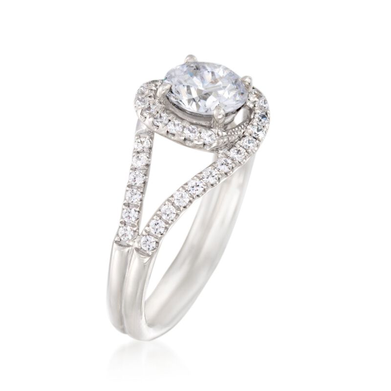 Simon G. .35 ct. t.w. Diamond Halo Engagement Ring Setting in 18kt White Gold image number 2