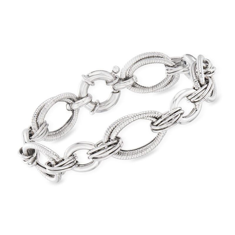 Italian Sterling Silver Multi-Oval Link Bracelet image number 0