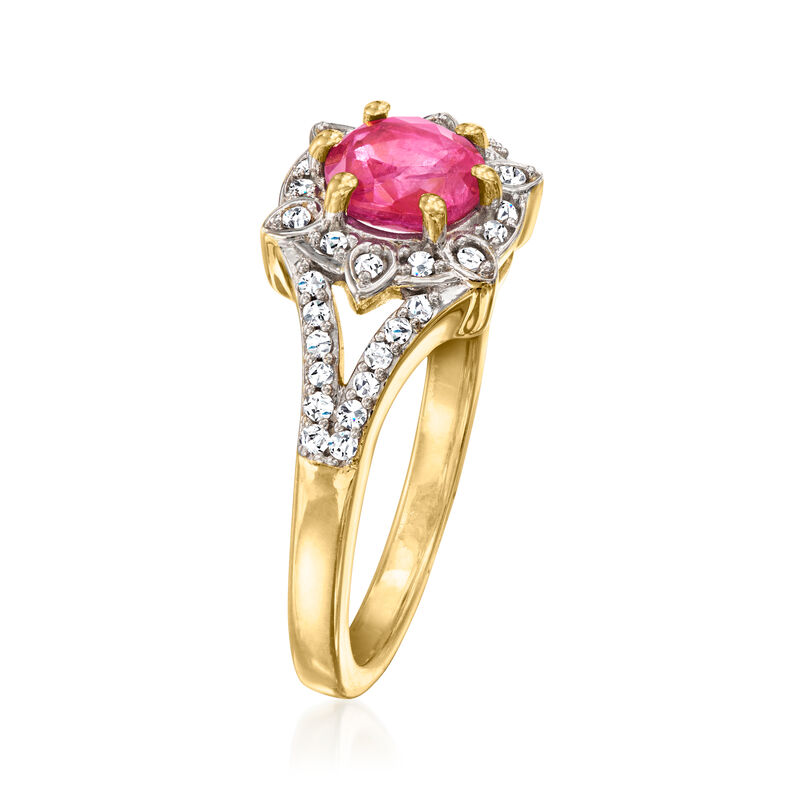 .90 Carat Pink Sapphire and .17 ct. t.w. Diamond Ring in 18kt Gold Over Sterling. Size 7 image number 1