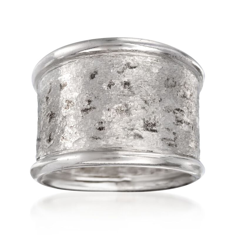 Italian Sterling Silver Textured Statement Ring. Size 5 image number 0