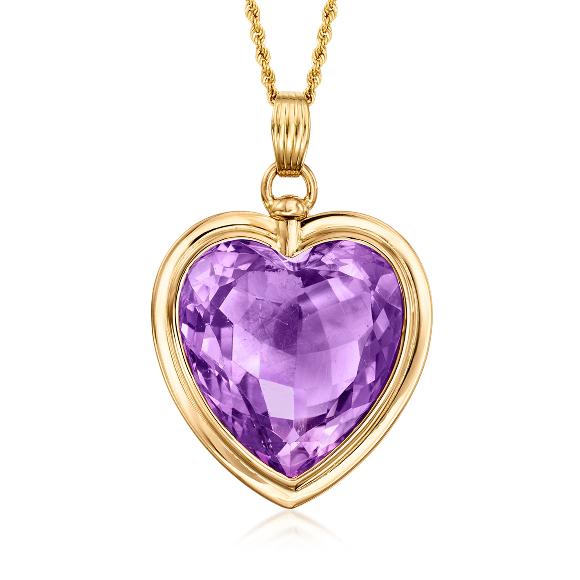 C. 1950 Vintage 48.50 Carat Amethyst Heart Pendant Necklace in