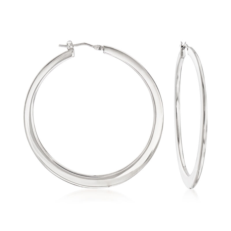 Italian Sterling Silver Hoop Earrings. 2&quot; image number 0