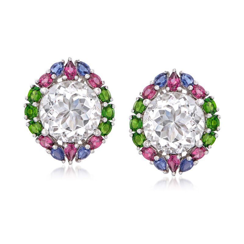 Rock Crystal and 5.50 ct. t.w. Multi-Gem Earrings in Sterling Silver image number 0