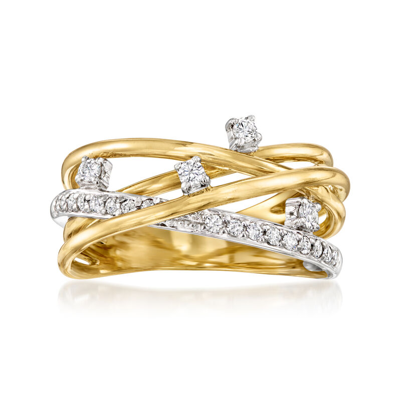 C. 1990 Vintage .26 ct. t.w. Diamond Highway Ring in 18kt Two-Tone Gold. Size 6.5 image number 0