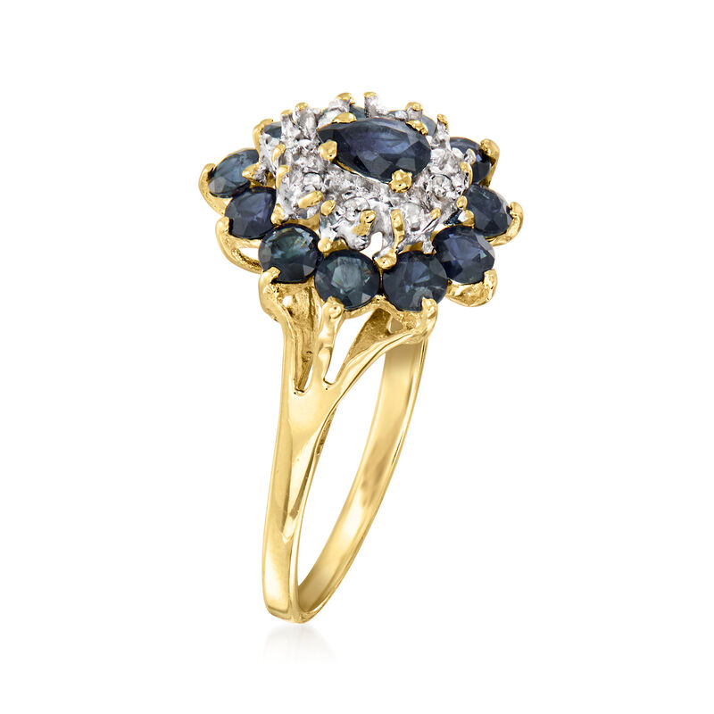C. 1990 Vintage .95 ct. t.w. Sapphire Ring with Diamonds in 10kt Yellow Gold. Size 6 image number 2