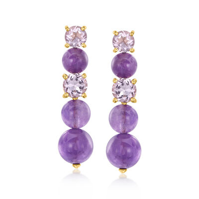 16.30 ct. t.w. Amethyst Drop Earrings in 18kt Gold Over Sterling