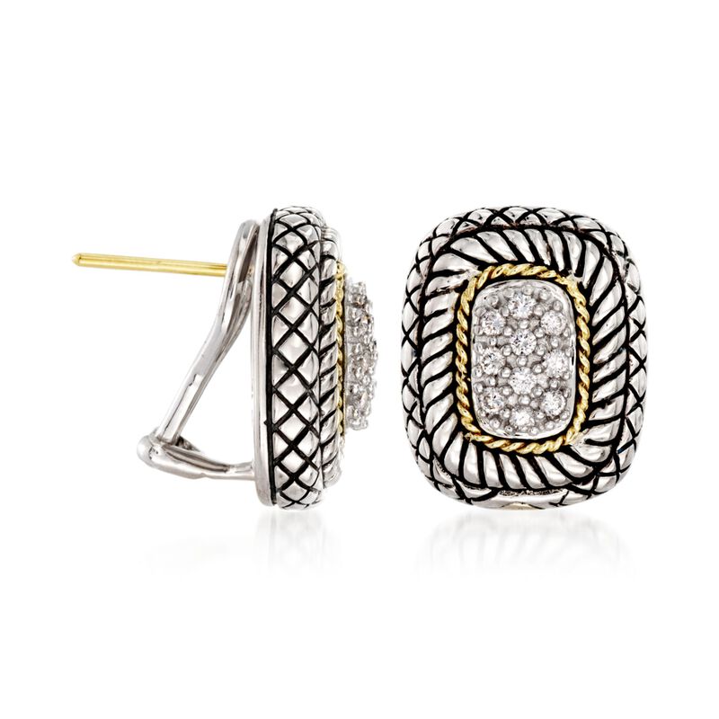 Andrea Candela .27 ct. t.w. Pave Diamond Earrings with 18kt Yellow Gold in Sterling Silver image number 2