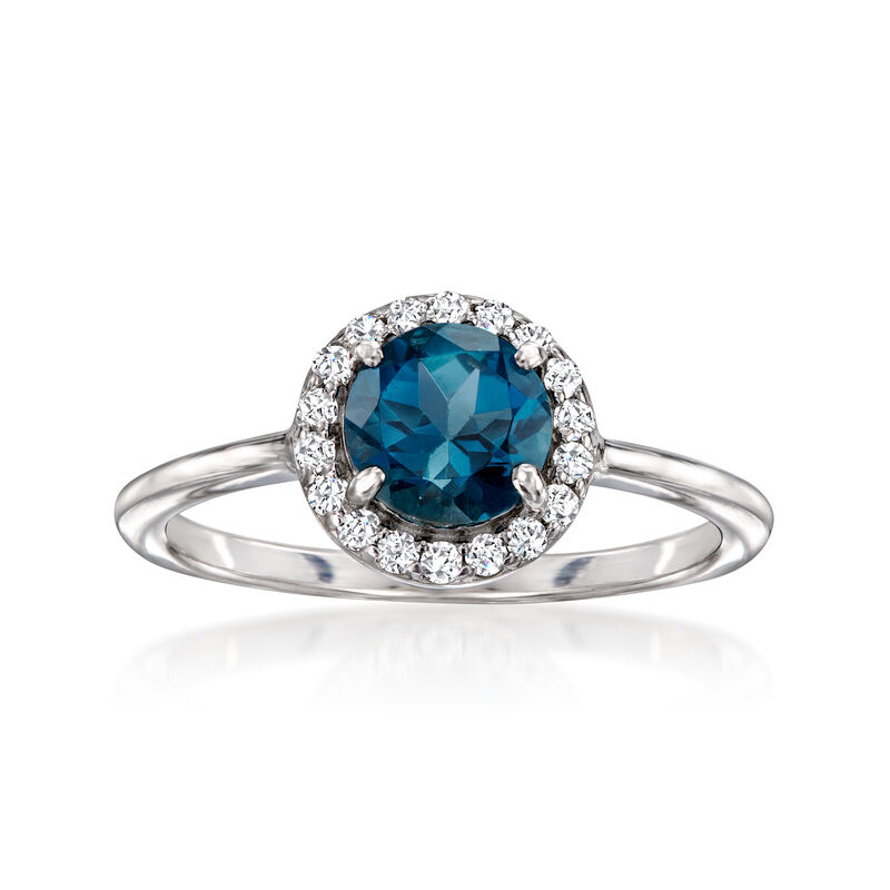 1.10 Carat London Blue Topaz and .50 ct. t.w. White Topaz Jewelry Set: Ring and Ring Guard in Sterling Silver image number 5
