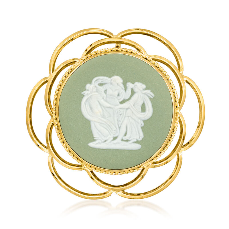 C. 1970 Vintage Wedgwood Three Graces Cameo Pin/Pendant in 14kt Yellow Gold image number 0