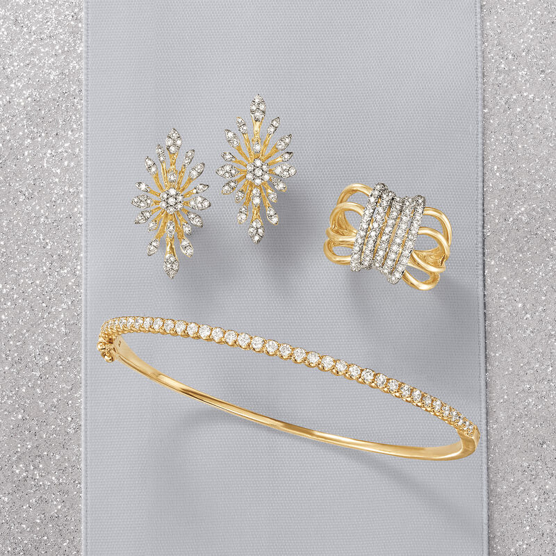 .82 ct. t.w. Diamond Starburst Earrings in 14kt Yellow Gold image number 5