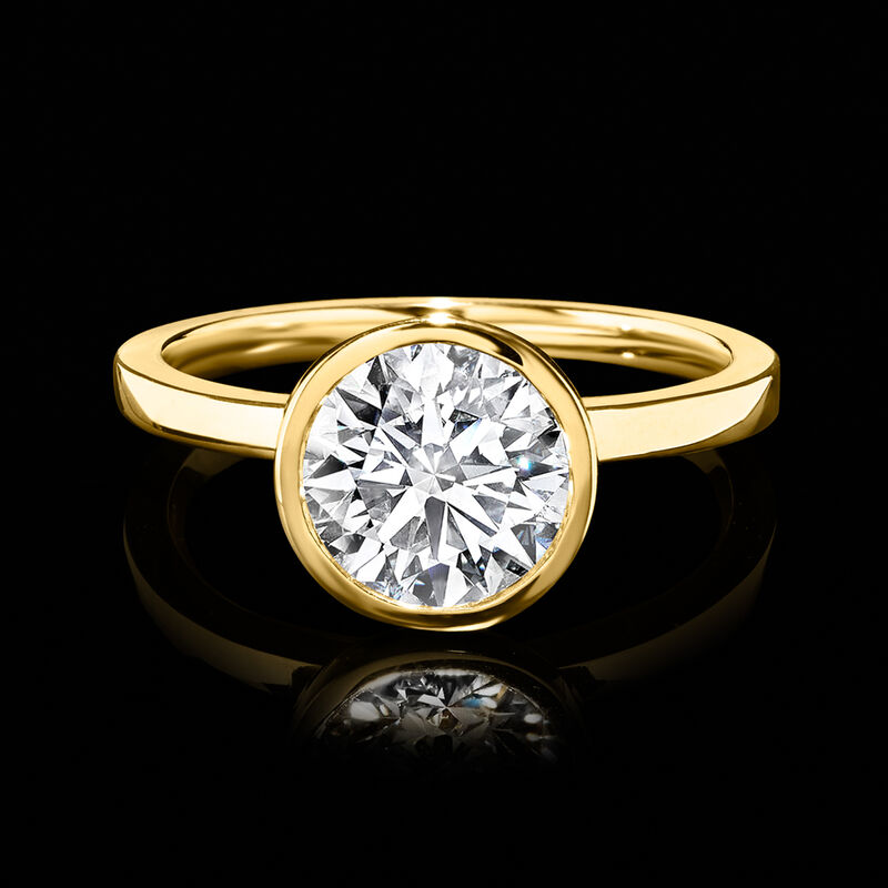 2.00 Carat Bezel-Set Lab-Grown Diamond Solitaire Ring in 14kt Yellow Gold image number 3