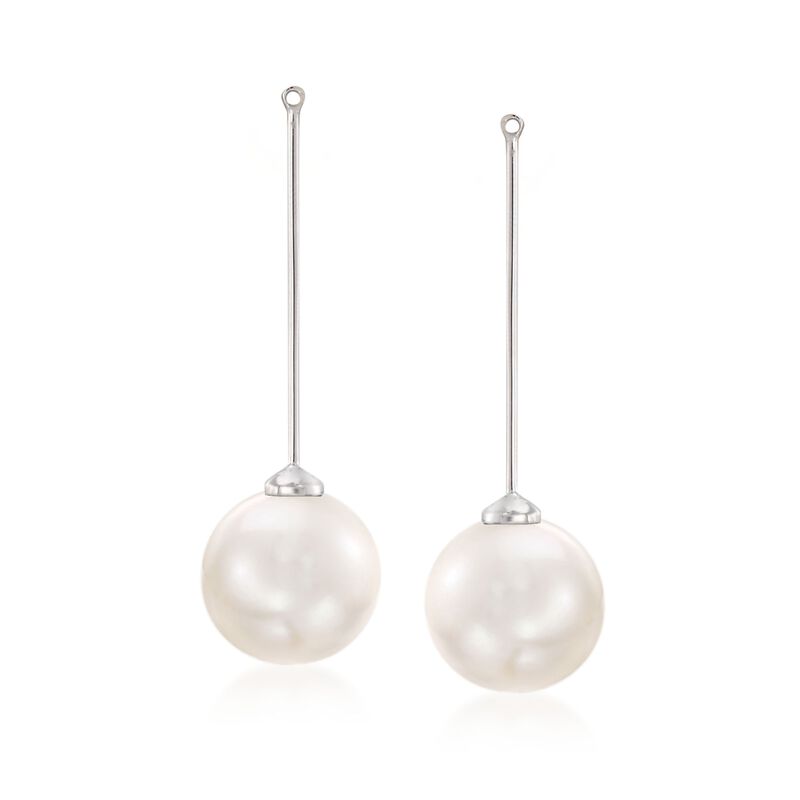 8-16mm Shell Pearl Jewelry Set: Earrings and Front-Back Jackets in Sterling Silver image number 4