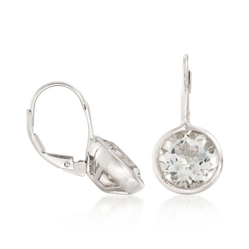 11.00 ct. t.w. Bezel-Set White Topaz Earrings in Sterling Silver image number 2