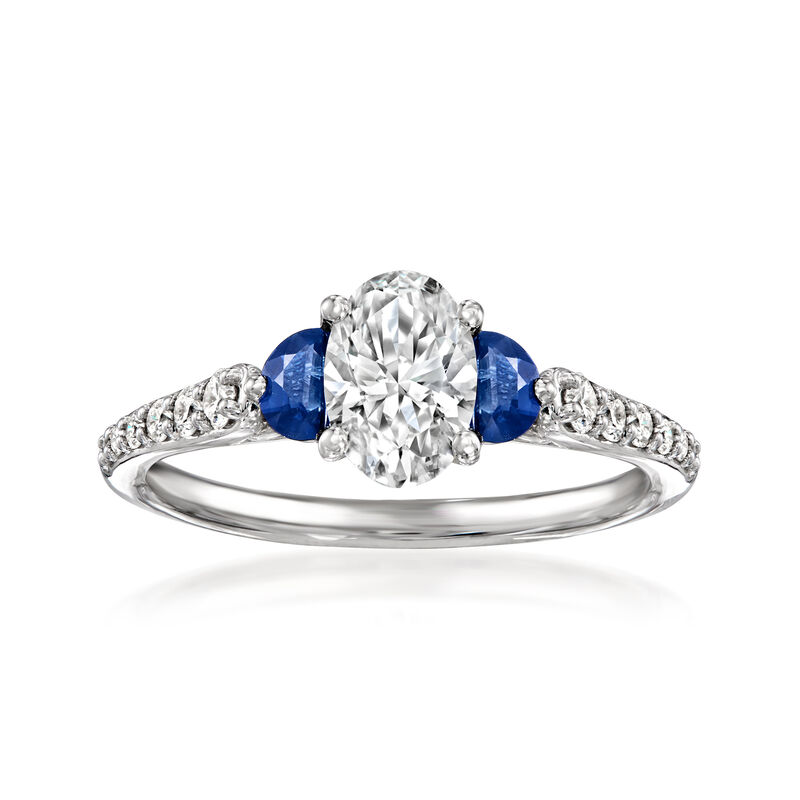 1.21 ct. t.w. Lab-Grown Diamond Ring with .30 ct. t.w. Sapphires in 14kt White Gold image number 0