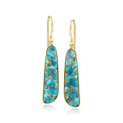 Turquoise Drop Earrings in 18kt Gold Over Sterling