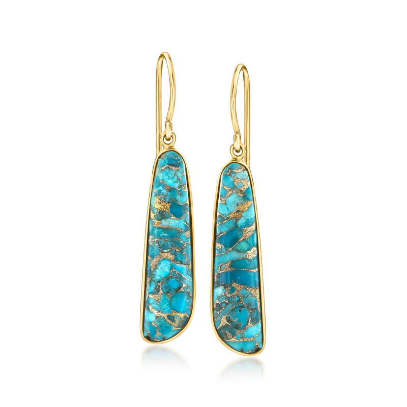 Turquoise Drop Earrings in 18kt Gold Over Sterling  image number 0
