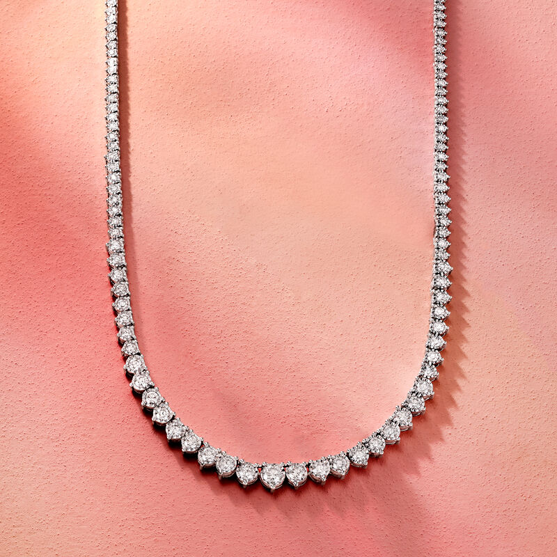 5.00 ct. t.w. Graduated Lab-Grown Diamond Tennis Necklace in Sterling Silver image number 4