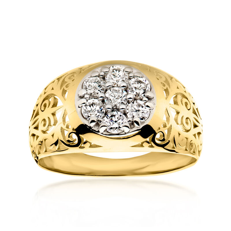 C. 1990 Vintage .50 ct. t.w. Diamond Cluster Openwork Ring in 14kt Yellow Gold. Size 8 image number 0