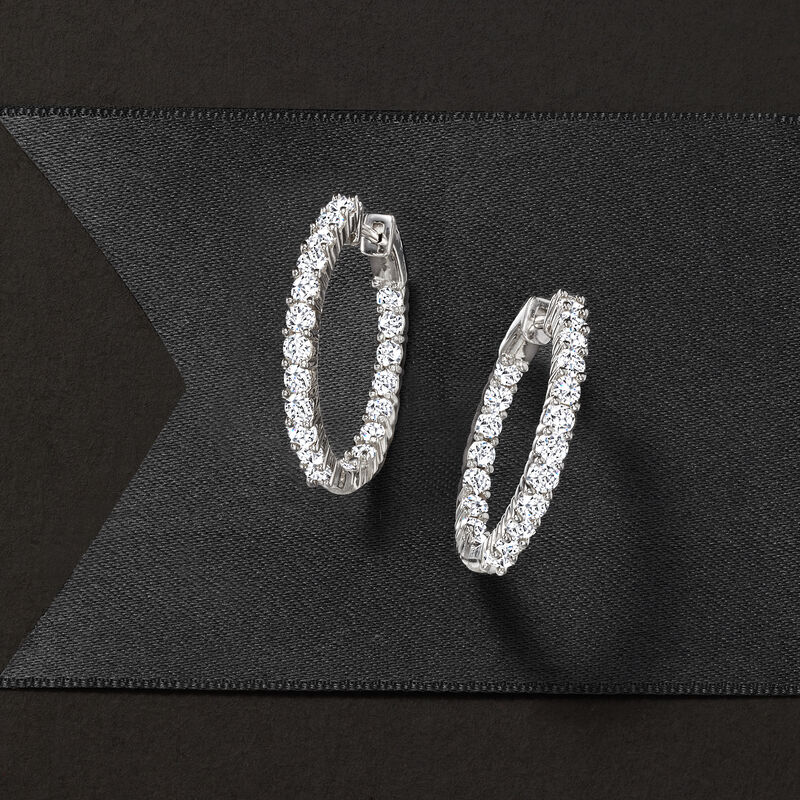 2.00 ct. t.w. Diamond Inside-Outside Hoop Earrings in Sterling Silver. 7/8&quot; image number 2