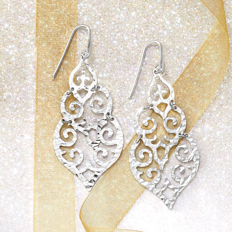 Italian Sterling Silver Filigree Drop Earrings image number 2