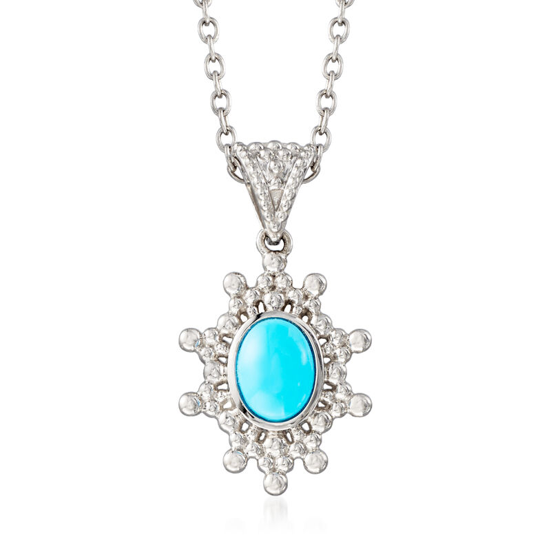 Turquoise Sun Pendant Necklace in Sterling Silver image number 0