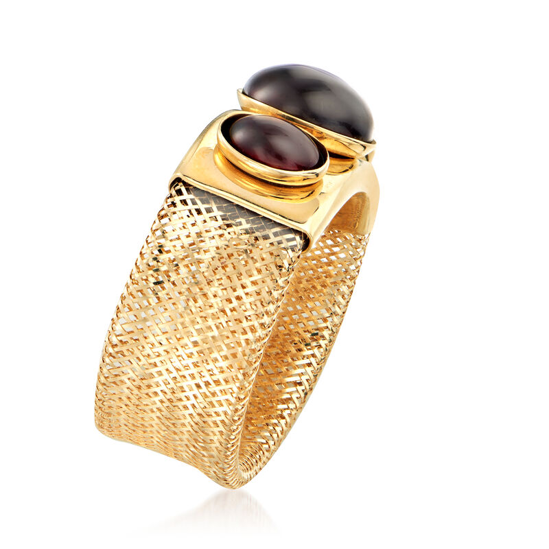 Italian 1.20 ct. t.w. Garnet Mesh Ring in 14kt Yellow Gold image number 2