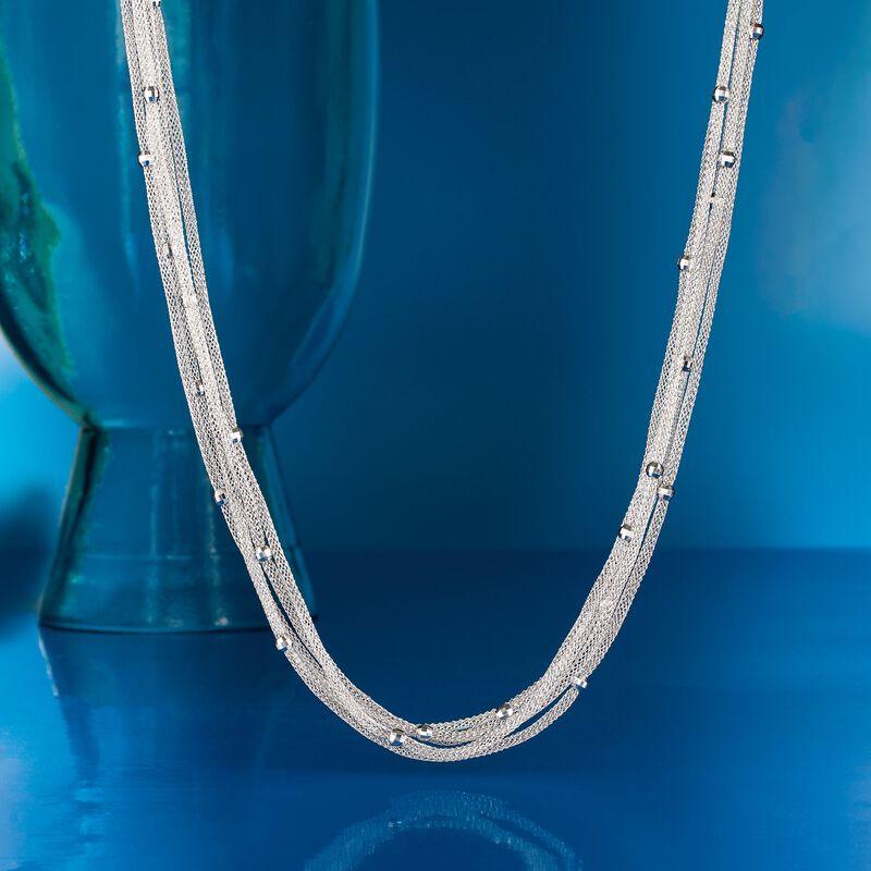Italian Sterling Silver Multi-Strand Mesh Necklace image number 5
