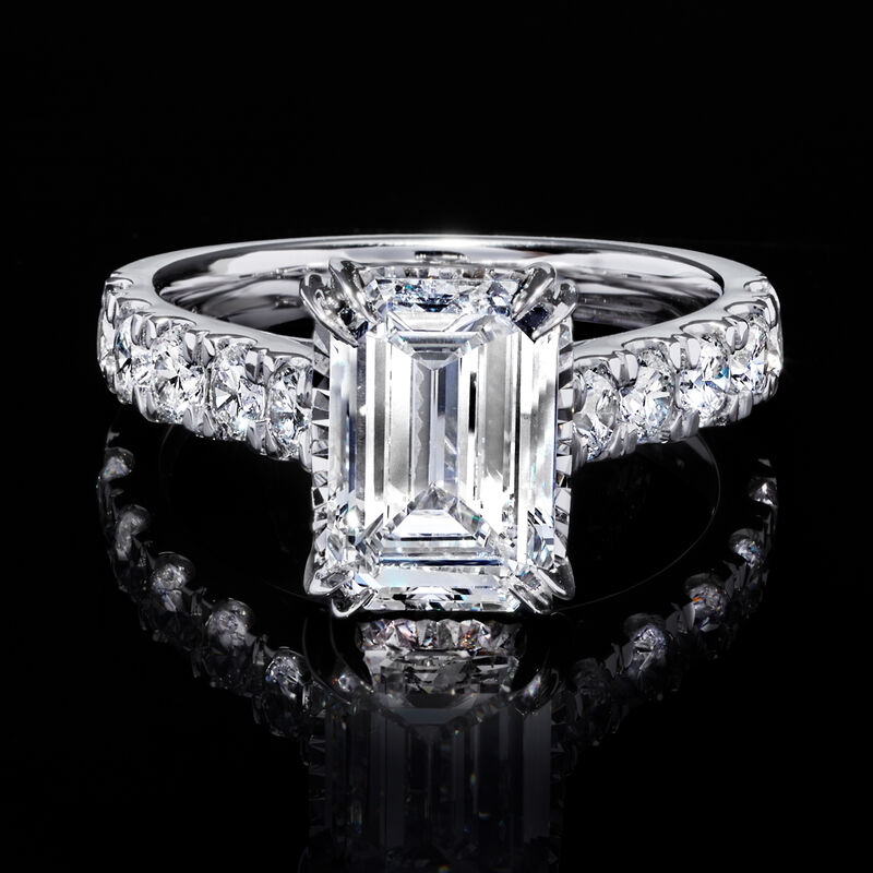 4.00 ct. t.w. Emerald-Cut and Round Lab-Grown Diamond Ring in 14kt White Gold image number 3