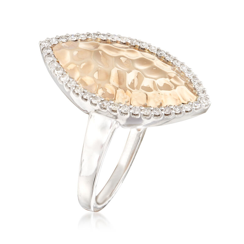 .25 ct. t.w. Diamond and 14kt Two-Tone Gold Textured Marquise Ring image number 2