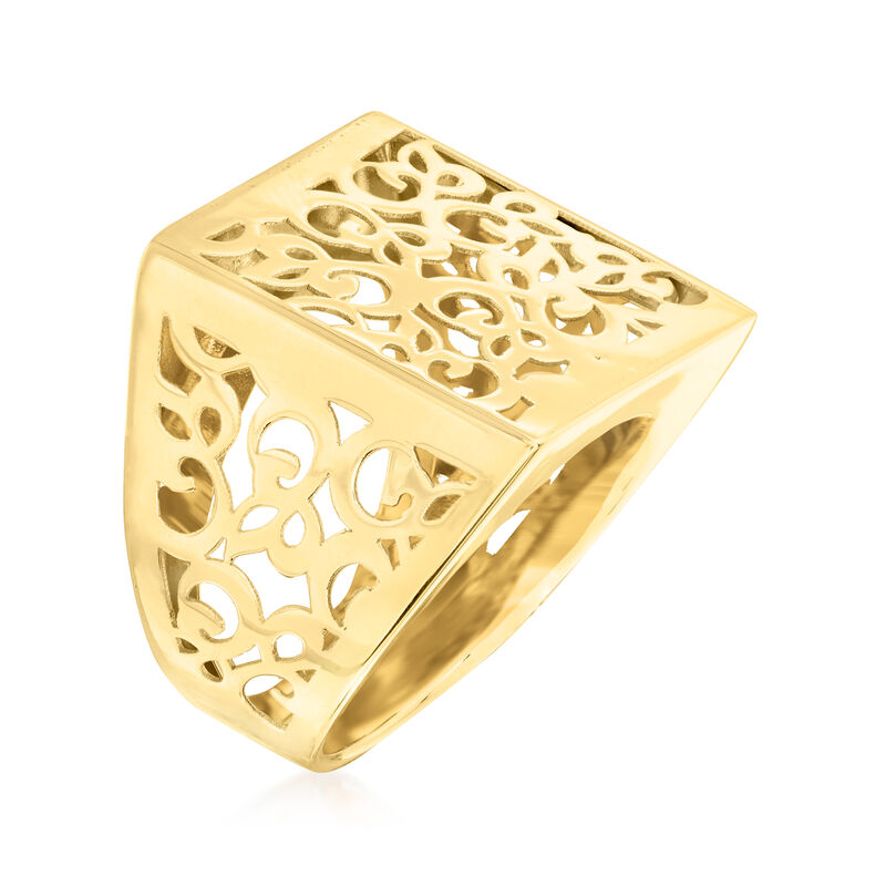 Italian 14kt Yellow Gold Filigree Square-Top Ring image number 2