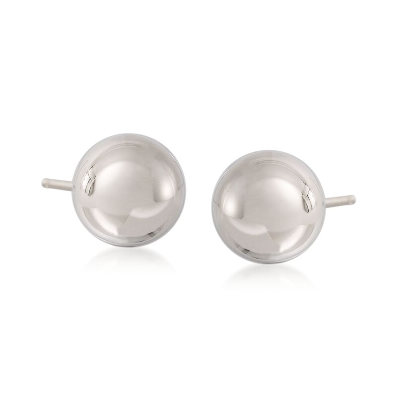 14kt White Gold 12mm Domed Stud Earrings image number 0