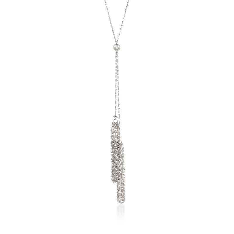 Italian Sterling Silver Lariat Tassel Necklace image number 0